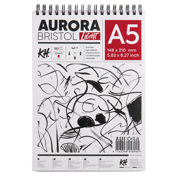 Альбом для рисунку на спіралі Portrait (Bristol) А5 (14,8х21 см 180 г/м2 40 л білий Aurora