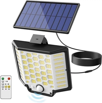 LED Прожектор аккумуляторный настенный с солнечной панелью и пультом уличный светильник с датчиком движения YT-66