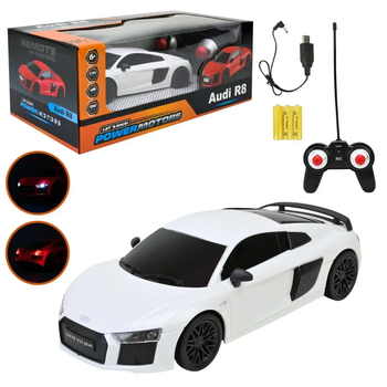 Машина р/к арт. PM2408 WHITE,"POWERMOTORS",1:24 AUDI R8,бiлий колiр, акум.,світло у коробці 26,5*