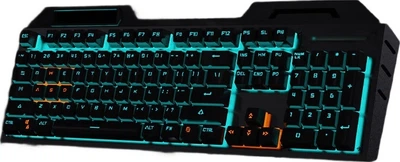 Механическая клавиатура и мышь EWEADN TK900 в комплекте для игр, проводное подключение к настольному компьютеру и ноутбуку, внешняя офисная клавиатура и мышь с синими переключателями, 104 клавиши, черный цвет с голубой подсветкой