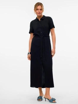 Платье-рубашка длинное летнее женское Vero Moda 10297365 S Black (5715518300119)