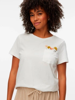 Футболка бавовняна жіноча Vero Moda 10345912 M Snow White (5715865040423)