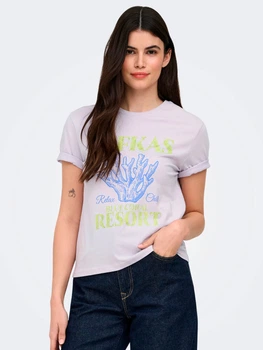 Футболка бавовняна жіноча ONLY 15346663 XS Misty Lilac/Resort (5715871557380)