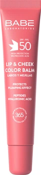Бальзам-тинт для губ и щек BABE Laboratorios Lip&Cheek Color Balm SPF 50 Candy с гиалуроновой кислотой и пептидами 20 мл (8436571632739)