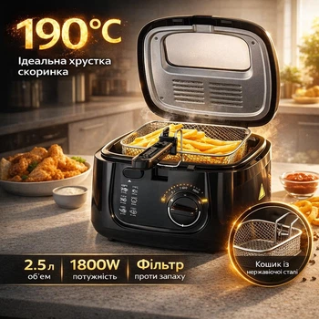 Фритюрница электрическая Kamille 1800W 2.5л. KM-6810