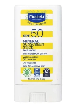 Mustela Mineral Sunscreen Stick SPF50 Сонцезахисний мінеральний стік Мустела для всієї сім'ї 17 г