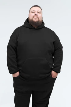Худі оверсайз чоловічий Plus Size Black 8XL