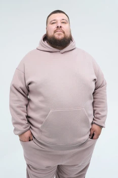 Худі оверсайз чоловічий Plus Size Beige 8XL