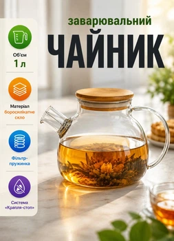 Стеклянный чайник заварник для чая с носиком 1 л чайник для заварки чая с фильтром