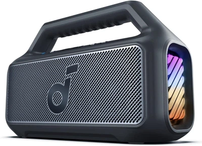 Портативна Bluetooth-колонка Soundcore Boom 2, потужний звук 80 Вт із сабвуфером та BassUp 2.0, 24 години, IPX7, світлодіодне підсвічування, USB-C, налаштований еквалайзер, для використання на вулиці, в кемпінгу, пляжі та саду
