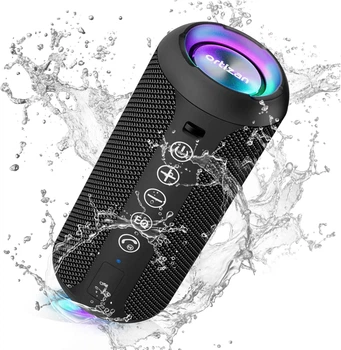 Портативна Bluetooth-колонка Ortizan X10, водонепроникна, IPX7, з підсвічуванням, до 30 годин автономної роботи, 3 стереозвукові ефекти Hi-Fi Bass, мікрофон Handsfree з Aux, TF (чорна)