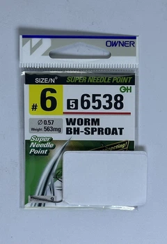 Крючки Owner 56538 - №6 с ушком и насечками для червя Япония,56538-06