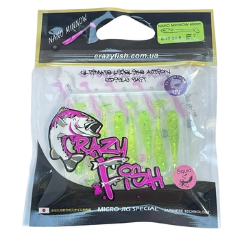 Приманка Crazy Fish Nano minnow 1.6" 6-40-20-6 вкус кальмар уп. (8шт),6-40-20-6