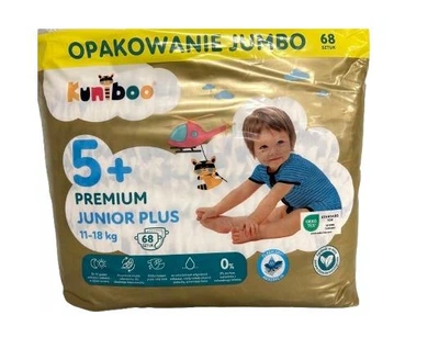Підгузки дитячі Kuniboo Premium Junior plus 5 + розмір 11-18 кг 68 штук Jambo підгузники памперси преміум для дітей