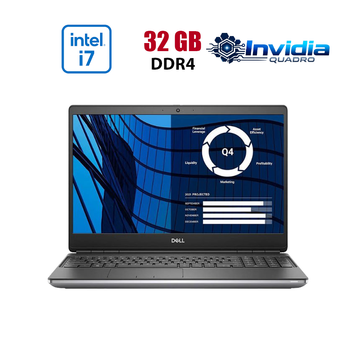 Робоча станція Dell Precision 7550 / 15.6" (1920x1080) IPS / Intel Core i7-10850H (6 (12) ядра по 2.7 - 4.9 GHz) / 32 GB DDR4 / 512 GB SSD / nVidia Quadro RTX 3000, 6 GB GDDR6, 192-bit / WebCam б/в