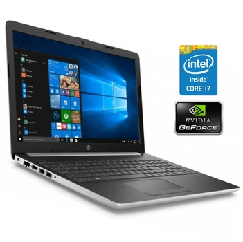 Ультрабук Б-клас HP Notebook - 15-da0072ns / 15.6" (1366x768) TN / Intel Core i7-8550U (4 (8) ядра по 1.8 - 4.0 GHz) / 8 GB DDR4 / 256 GB SSD + 1000 GB HDD / nVidia GeForce MX130, 2 GB GDDR5, 64-bit / WebCam б/в