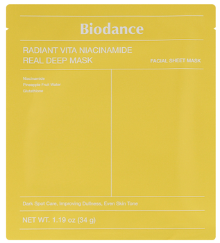 Гідрогелева маска для обличчя Biodance Radiant Vita Niacinamide Real Deep зволожуючих 34 г (8809891184583)