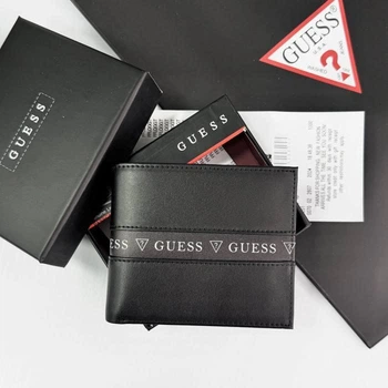 Чоловічий Гаманець Брендовий Гесс Чорний З Логотипом Guess - (365059)