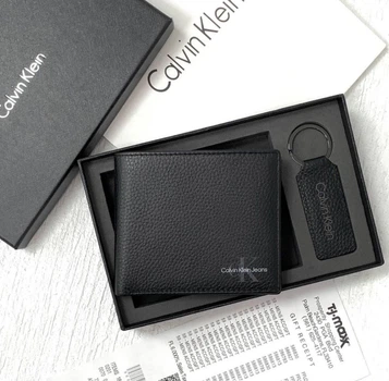 Мужской Брендовый Кошелек Calvin Klein Lux И Брелок Кельвин Кляйн - (272347)
