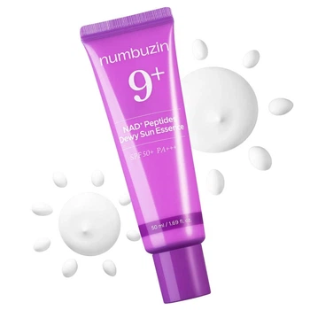 Numbuzin No.9 NAD Peptides Dewy Sun Essence SPF 50+ PA++++ Антивікова сонцезахисна есенція з NAD+ та пептидами