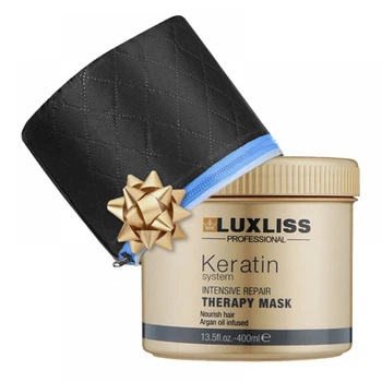 Відновлююча маска Luxliss Keratin Intensive Repair Therapy Mask з кератином 400 мл + у подарунок термошапка