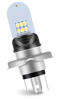 LED лампа H4 для мотоцикла 12 V 6000 K с алюминиевым корпусом ближний и дальний свет