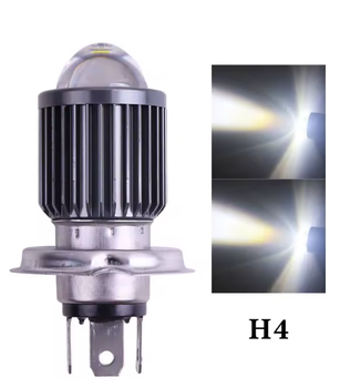 LED лампа H4 для мотоцикла и скутера 12 V с CSP линзой белый ближний и дальний свет