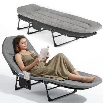 Шезлонг-кровать туристический Outtec Sun Zen раскладной мягкий с матрасом серый