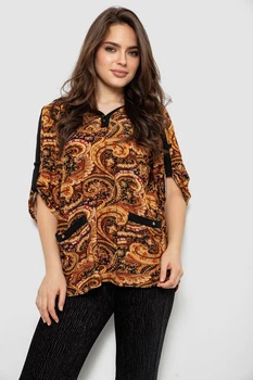 Блузка женская с принтом, цвет коричневый, XL-XXL, 230R1501