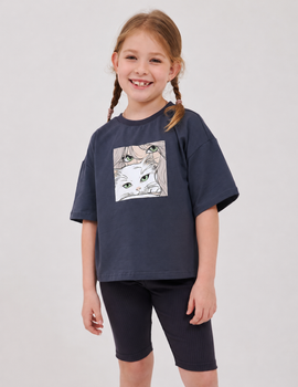 Футболка для девочки SMIL 110942-1 Графитовый р.128