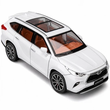 Коллекционная машинка Toyota Highlander Hybrid 1:24 металлическая, инерционный джип со светом и звуком, открывающаяся дверь