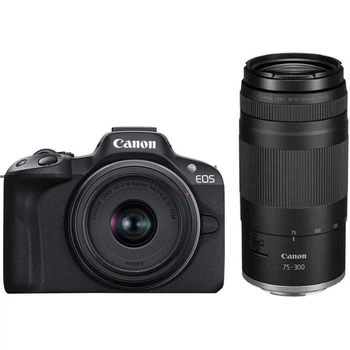 Беззеркальный фотоаппарат Canon EOS R50 + RF-S 18-45 IS STM + RF 75-300 Black (5811C150BA)