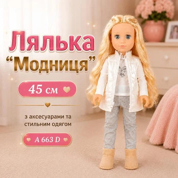 Лялька "Модниця" 45 см з аксесуарами та стильним одягом A 663 D (i7-117585)