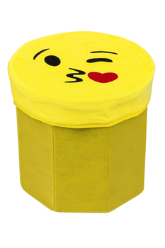 Тумба-пуф дитяча Stenson Smile R33431 жовта м’яка з кришкою 30x30x28 см принт емодзі повітряний поцілунок (R33431)
