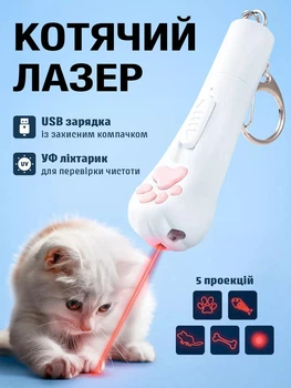 Лазерна указка лапка іграшка для котів та собак ліхтарик із зарядкою потужна від usb VMHouse ультрафіолет лазер для вчителя (0160-0001)