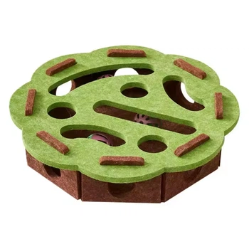 Игрушка-лабиринт для кошек, с 3 шариками, фетровая, круглая, 30cm, Green-brown
