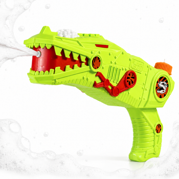 Пенный пистолет динозавр с пенообразователем зеленый T-Rex Foam Gun бластер тераннозавр в коробке 32,5 см F9103