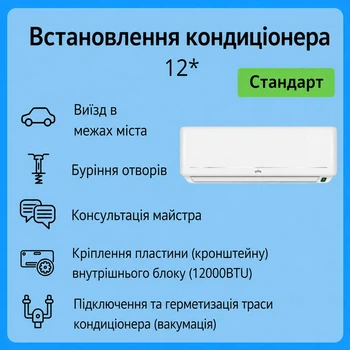 Услуга "Установка кондиционера 12* - Стандарт"