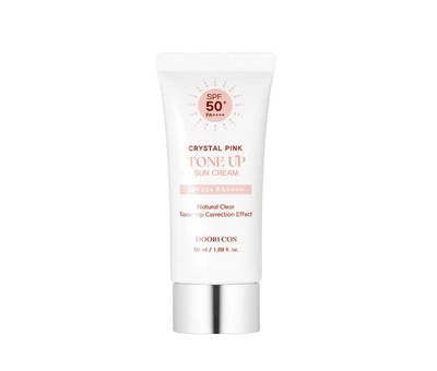 Крем тонирующий солнцезах Пинк Тон Ап Doori Cos Crystal Pink Tone Up Sun Cream 50 ml / SPF 50 + PA ++