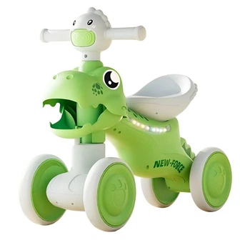 Дитячий чотириколісний велобіг JOY LK-60812, зелений, колеса PU, пластикова рама, звукові ефекти та підсвічування