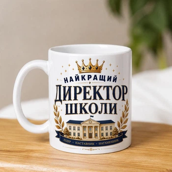 Белая керамическая чашка с дизайном "Лучший директор школы"