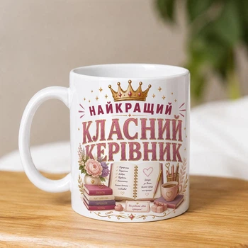 Біла керамічна чашка з дизайном "Найкращий класний керівник"