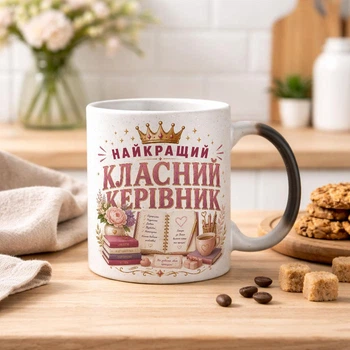 Чашка хамелеон З БЛИСТКАМИ та написом "Найкращий класний керівник!"