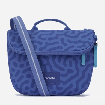Сумка кросс-боди через плечо женская тканевая средняя PacSafe GO Saddle Crossbody 35140 Небесно-голубая (35140827)
