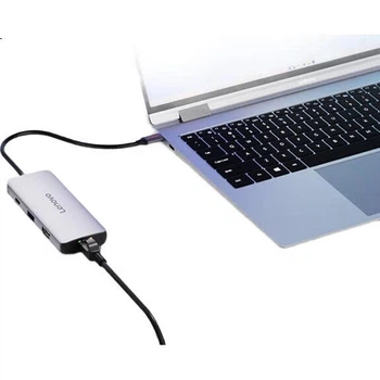 Док-станція розширення Lenovo Type-C, концентратор для зчитування карт пам'яті USB-C, гігабітний Ethernet-адаптер HDMI, розгалужувач-концентратор, сумісний з ноутбуками та настільними комп'ютерами