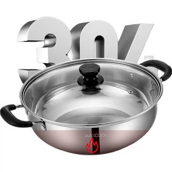 Кастрюля Maxcook MH-30 нержавеющая сталь 304, 30 см, с крышкой