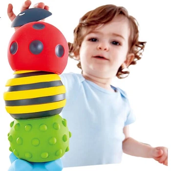 Hape (Німеччина) Масажна іграшка для немовлят та малюків, сенсорна, для ванни, м'яка гумова сенсорна вежа-м'яч, подарунок на 1 рік E8411