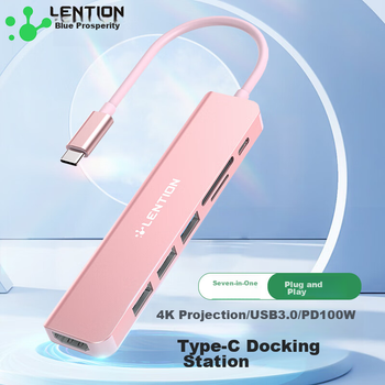Сумісний з ноутбуками Apple, док-станція розширення Type-C, концентратор USB 3.0, конвертер HDMI 4K для дзеркального відображення екрана, адаптер-розгалужувач, зчитувач карт SD/TF