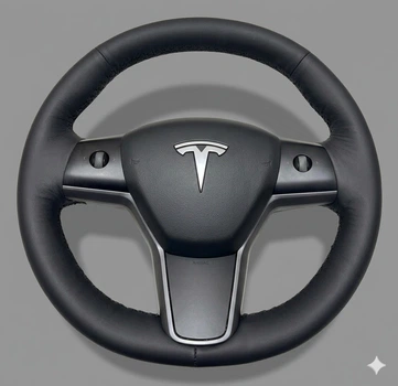 Чохол-оплетка на кермо з автомобільної єко-шкіри Tesla Model 3\ Model Y