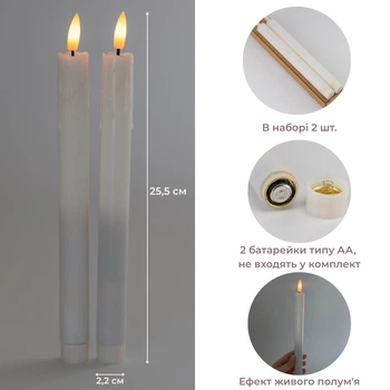 Набор из 2 светодиодных свечей (LED), белый, 25,5 см (6032-008)